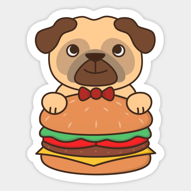 Cute and Kawaii Adorable Pug With Burger Sticker by happinessinatee